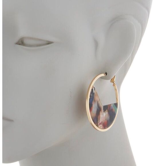 Olivia Welles Hoop Resin Earrings gold tone - Picture 1 of 5